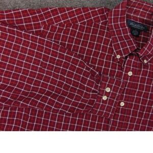 Vinage Brooks Brothes Shirt Mens XL Red Plaid Button Down Collar Made in USA